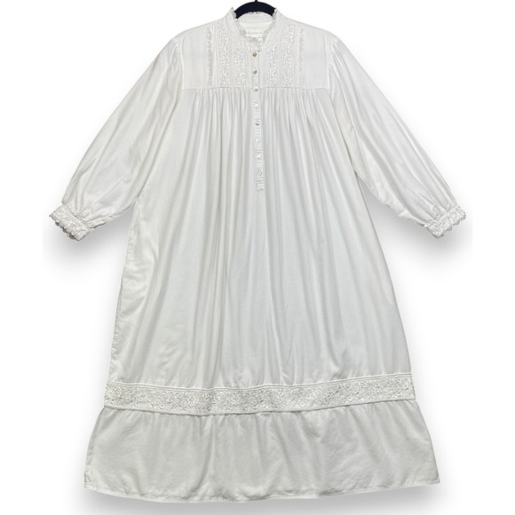 Eileen West Other - Eileen West Nightgown Womens M White Long Sleeve Embroidered Cotton Cottagecore